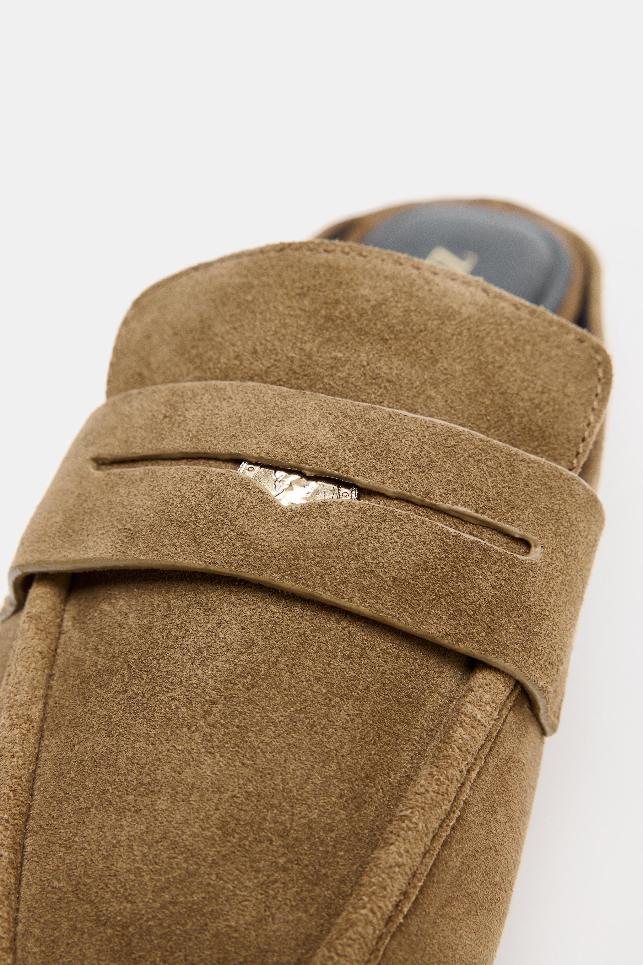 SPLIT LEATHER MULE LOAFERS